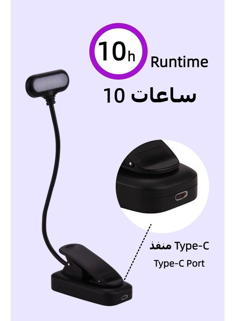 مصباح قراءة قابل للتثبيت بثلاثة مستويات إضاءة، أبيض دافئ وبارد ومحايد، قابل لإعادة الشحن عبر منفذ USB، مزود بعنق مرن لحماية العين، مناسب للاستخدام في السرير والمكتب والسكن الجامعي. - Image 5